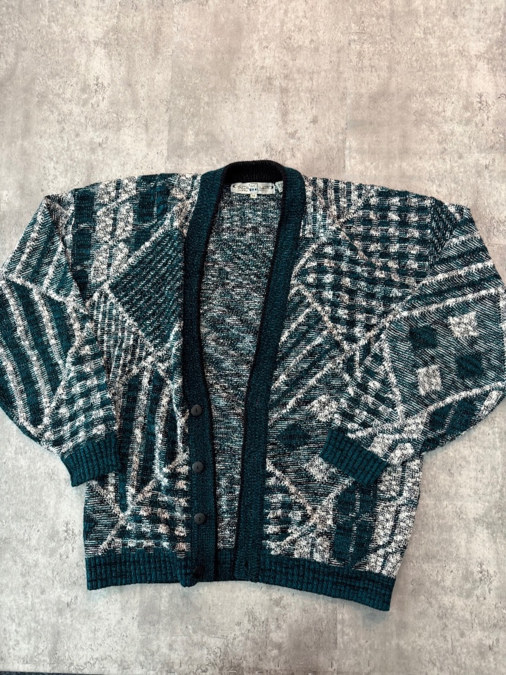 Vintage American Crusaders Cardigan Men’s Green Knit Grandpa Sweater Academia XL